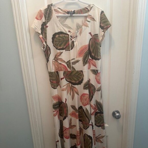 Ralph Lauren CHAPS Cotton Tropical print A-line Dress - XL - Picture 1 of 5
